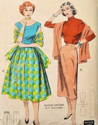 6114 1951 SLIM-FLARE SKIRT, STOLE PATTERN 28''WST